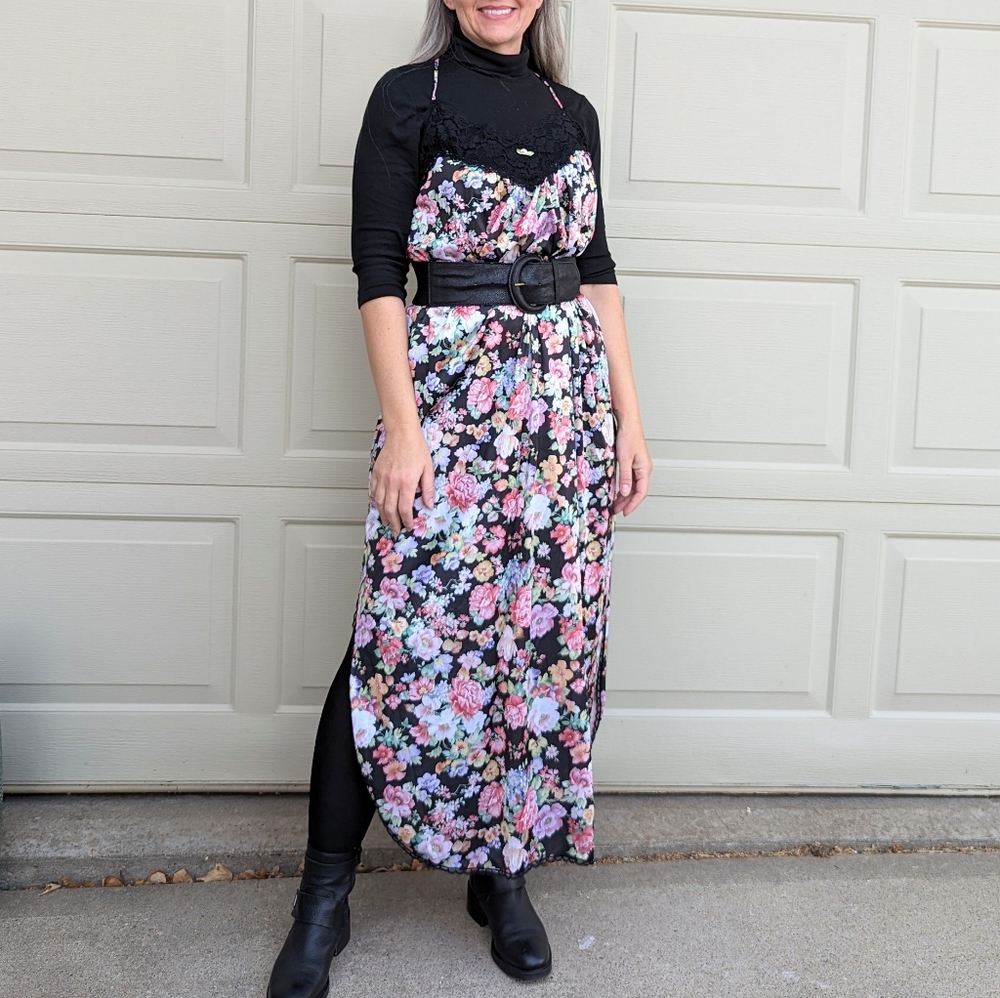 FLORAL vintage NIGHTGOWN and ROBE set L Xl - Picture 4 of 14